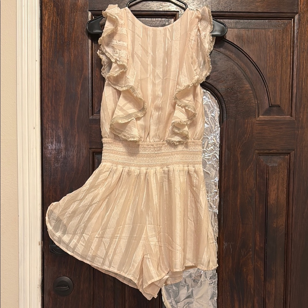 Finders Keepers Cream Ruffle Dress